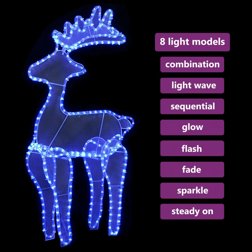 Reinsdyr julepynt med netting 306 LED 60x24x89 cm