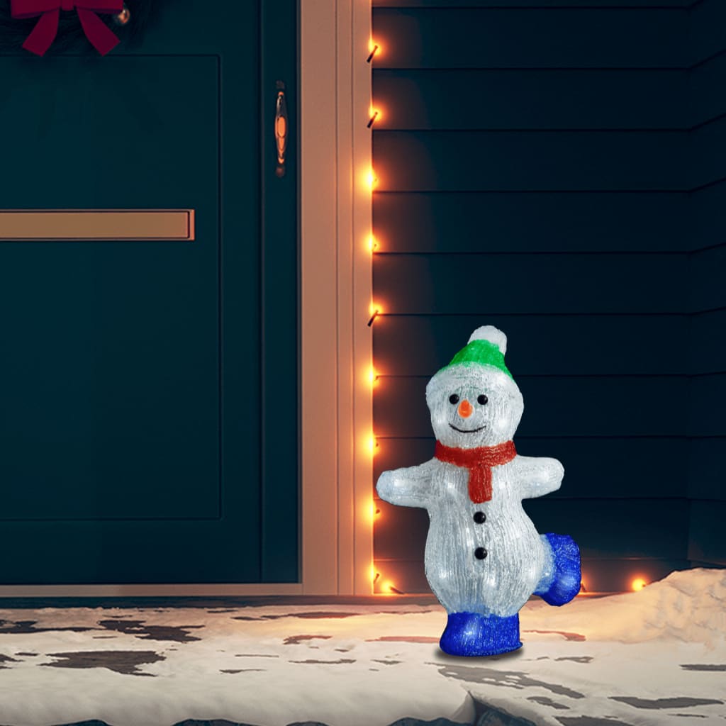 LED-snømannfigur akryl innendørs og utendørs 30 cm