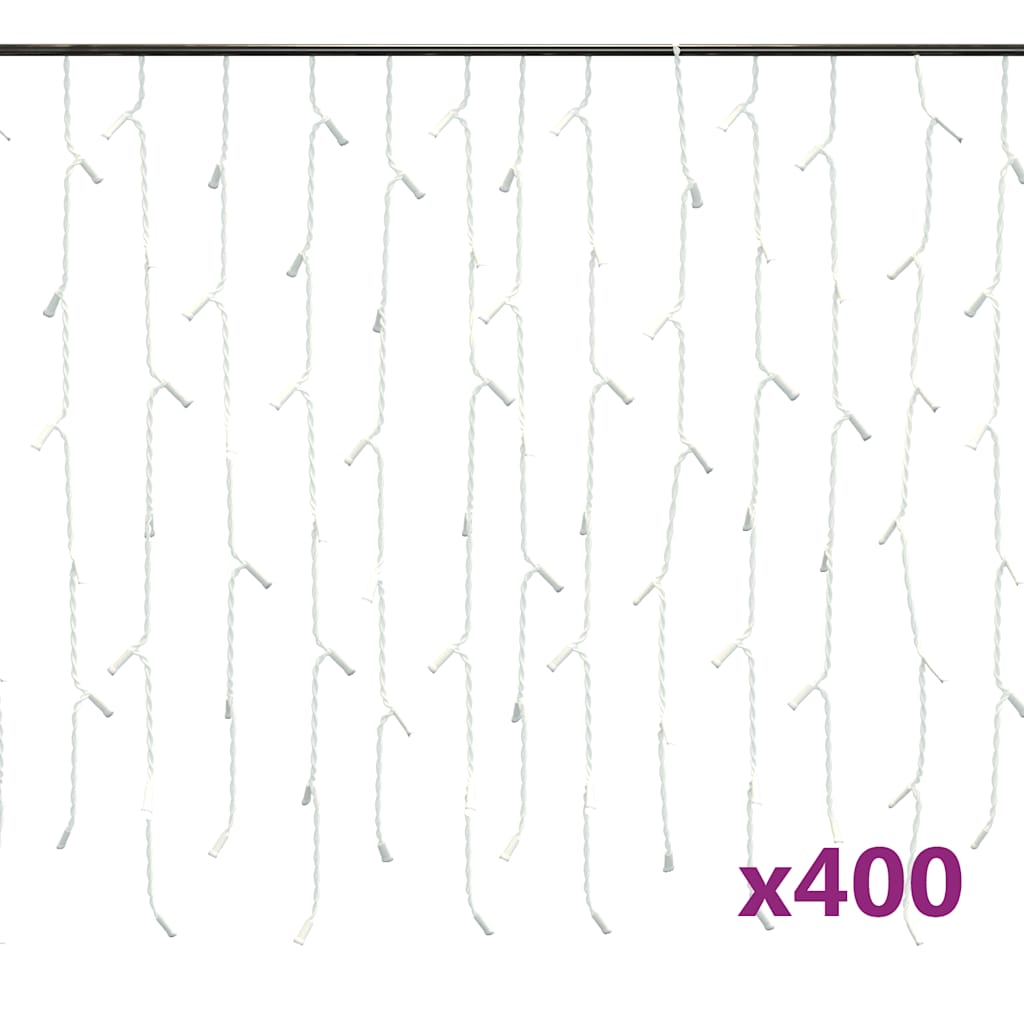 LED-lysgardin med istapper 10 m 400 LED varmhvit 8 funksjoner