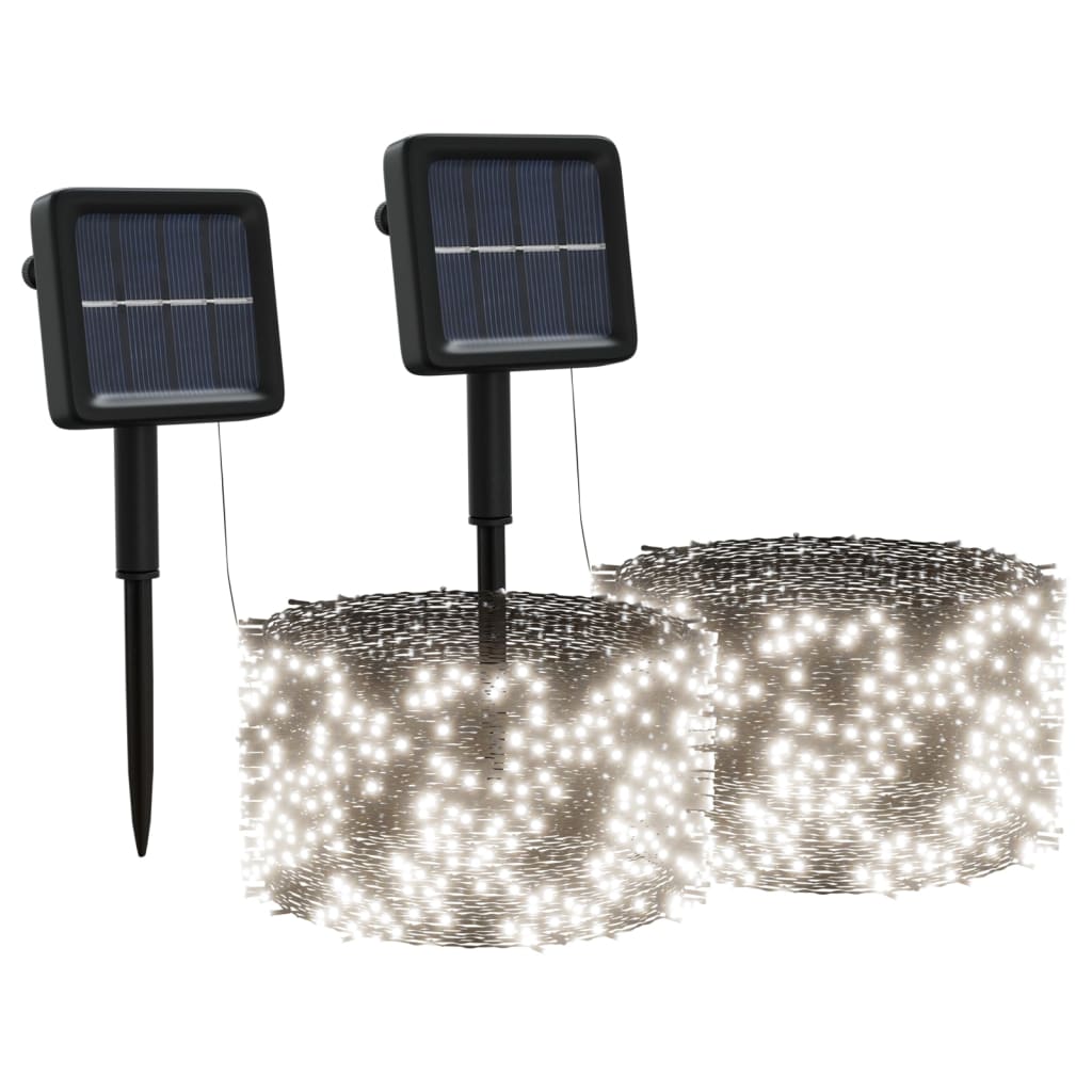 Soldrevne lysslynger 2stk 2x200 LED kaldhvit innendørs utendørs