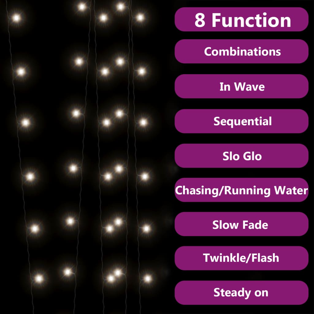 Soldrevne lysslynger 2stk 2x200 LED kaldhvit innendørs utendørs