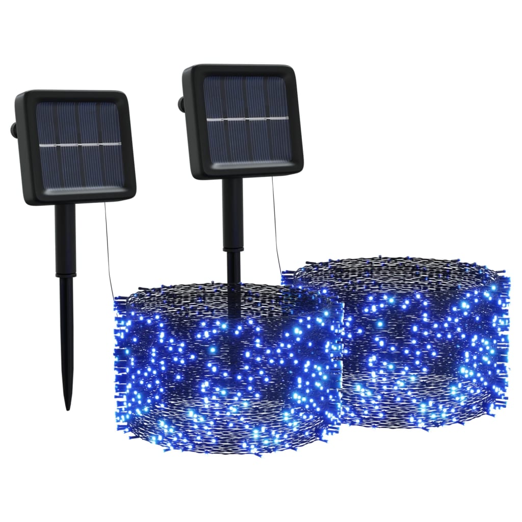 Soldrevne lysslynger 2stk 2x200 LED blå innendørs utendørs