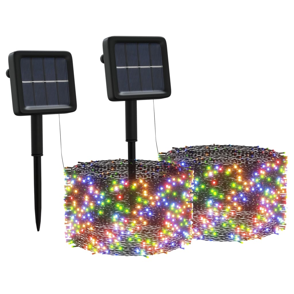 Soldrevne lysslynger 2stk 2x200 LED fargerik innendørs utendørs