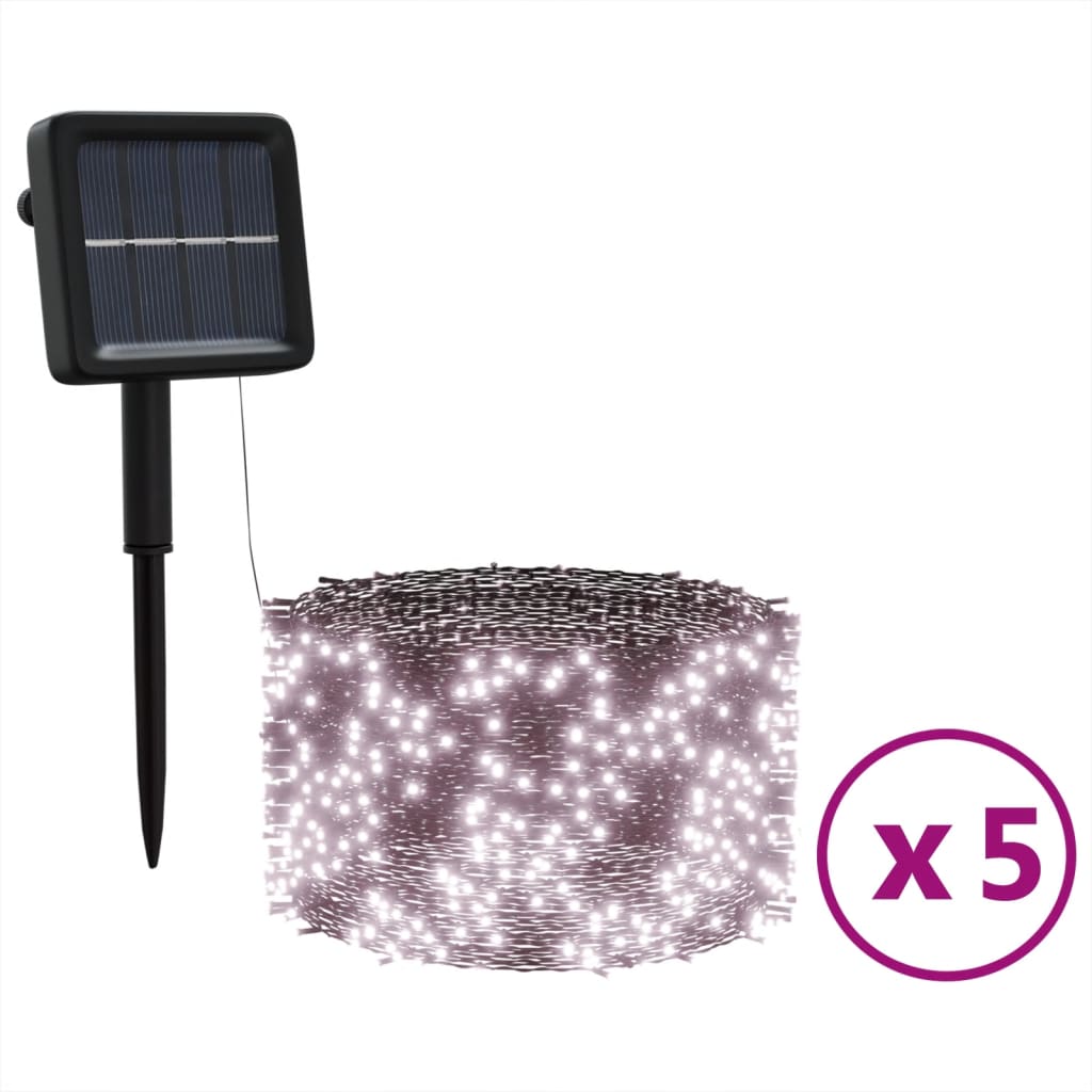 Soldrevne lysslynger 5stk 5x200 LED varmhvit innendørs utendørs