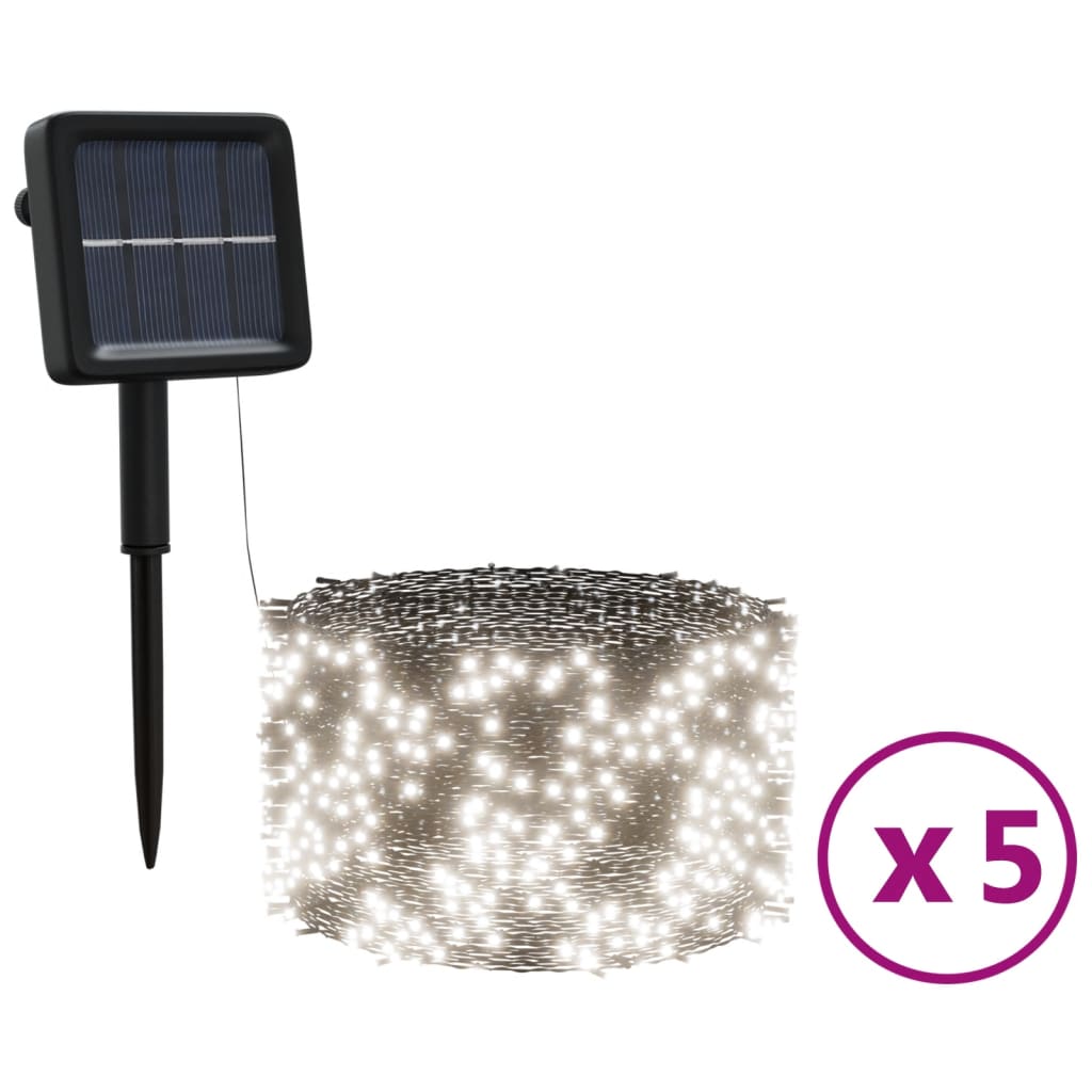 Soldrevne lysslynger 5stk 5x200 LED kaldhvit innendørs utendørs