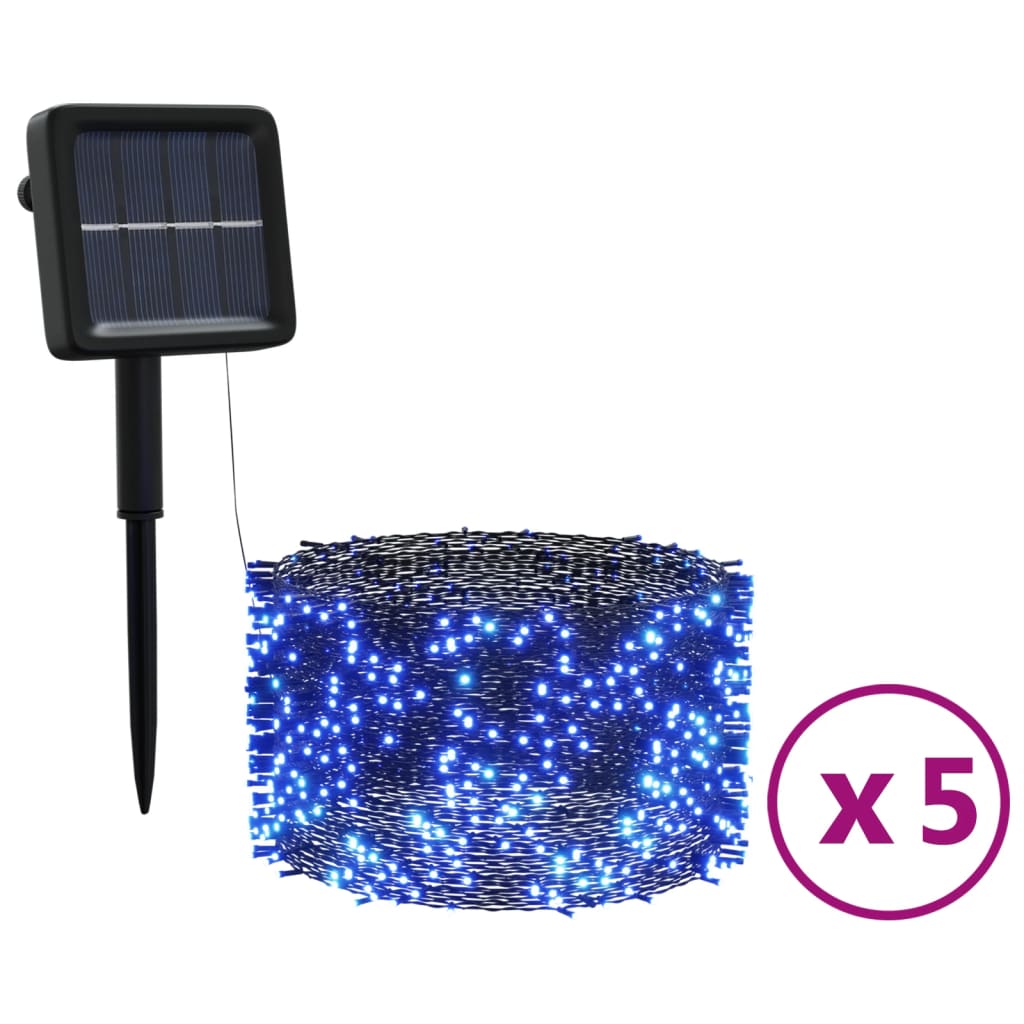 Soldrevne lysslynger 5stk 5x200 LED blå innendørs utendørs