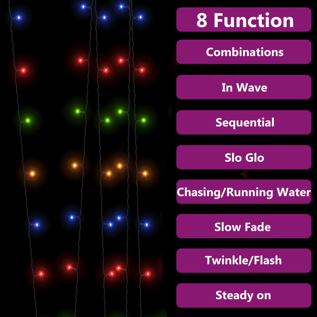 Soldrevne lysslynger 5stk 5x200 LED fargerik innendørs utendørs