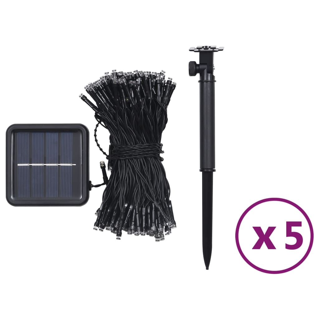 Soldrevne lysslynger 5stk 5x200 LED fargerik innendørs utendørs