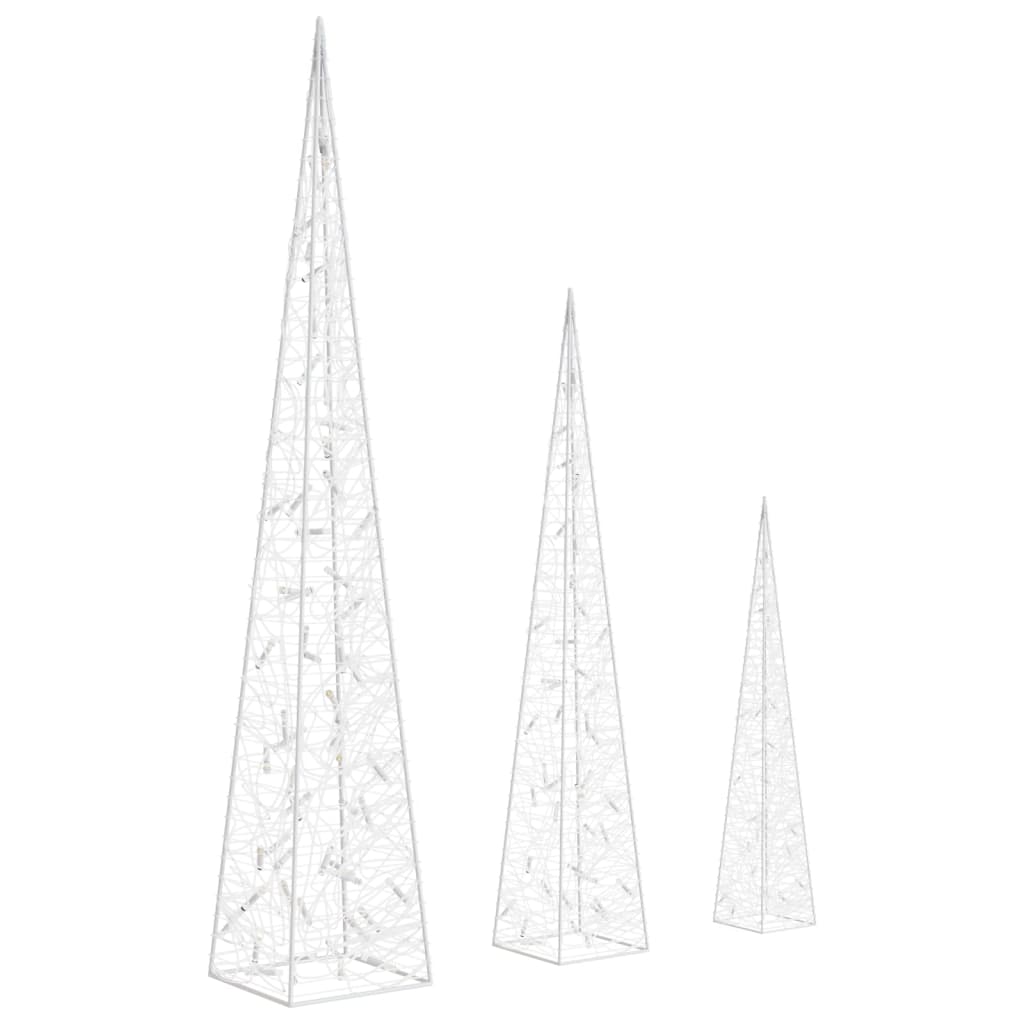 Dekorativt LED lyskjeglesett i akryl flerfarget 60/90/120cm