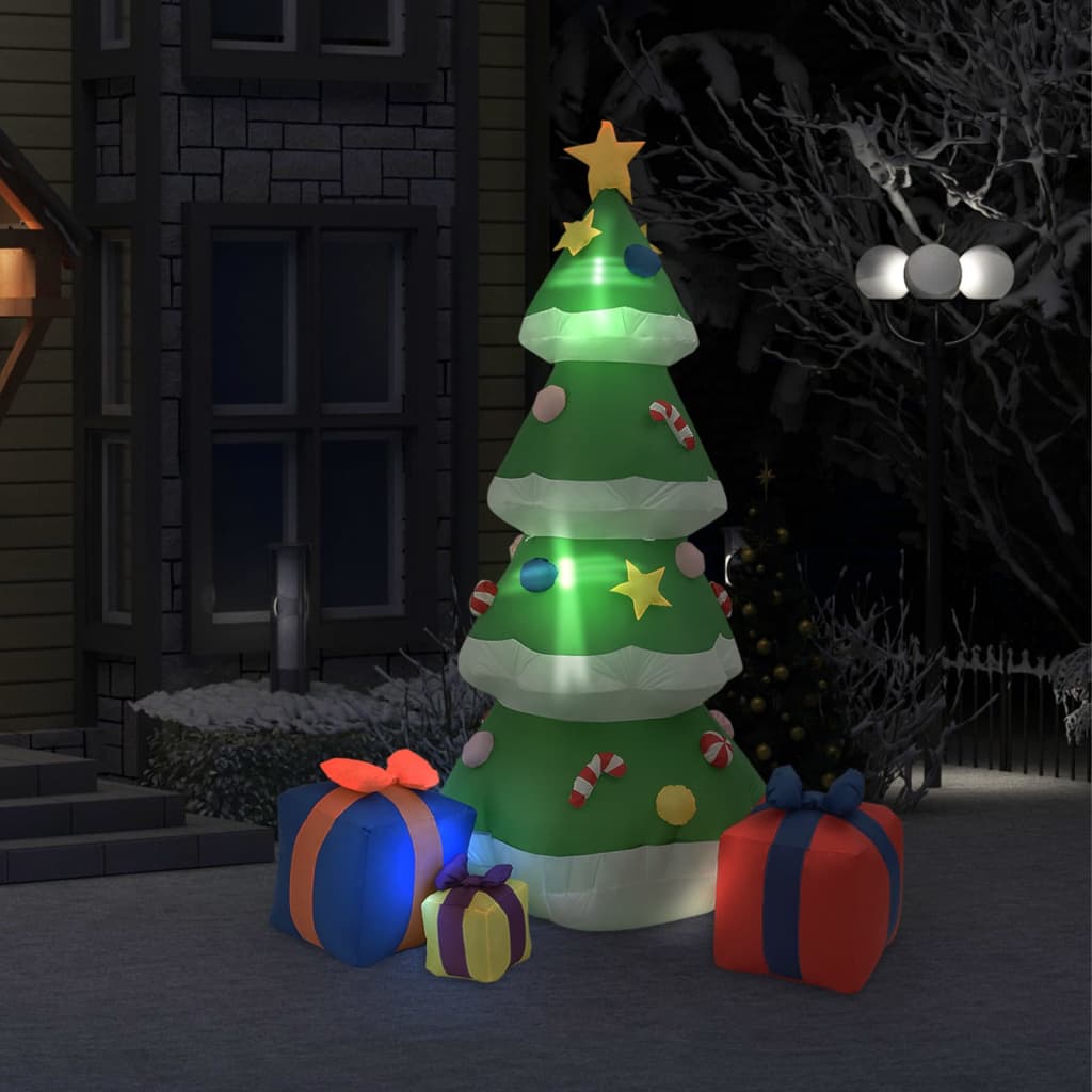 Oppblåsbart juletre med LED innendørs utendørs 240 cm