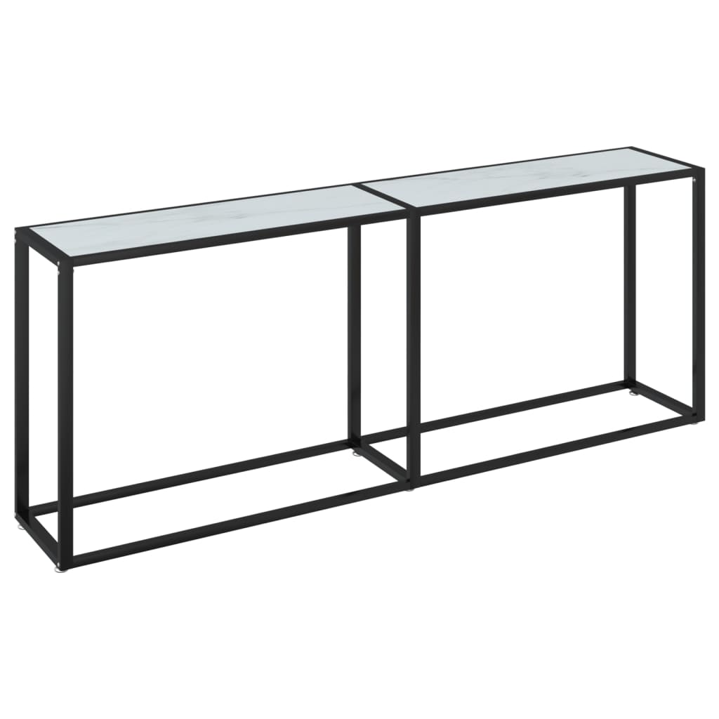 Konsollbord hvit marmor 200x35x75,5 cm herdet glass
