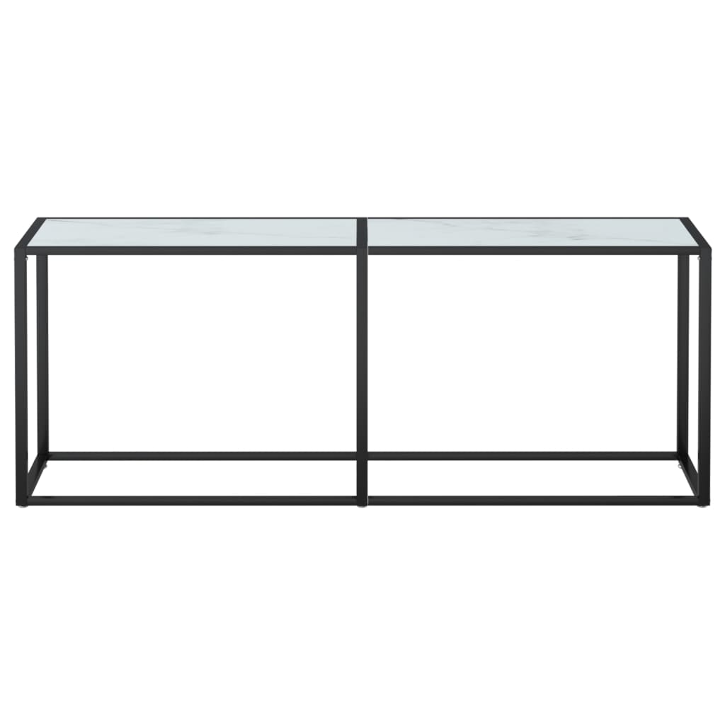 Konsollbord hvit marmor 200x35x75,5 cm herdet glass