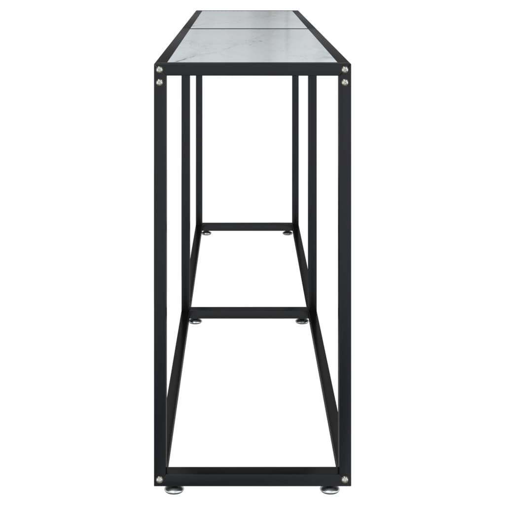 Konsollbord hvit marmor 200x35x75,5 cm herdet glass
