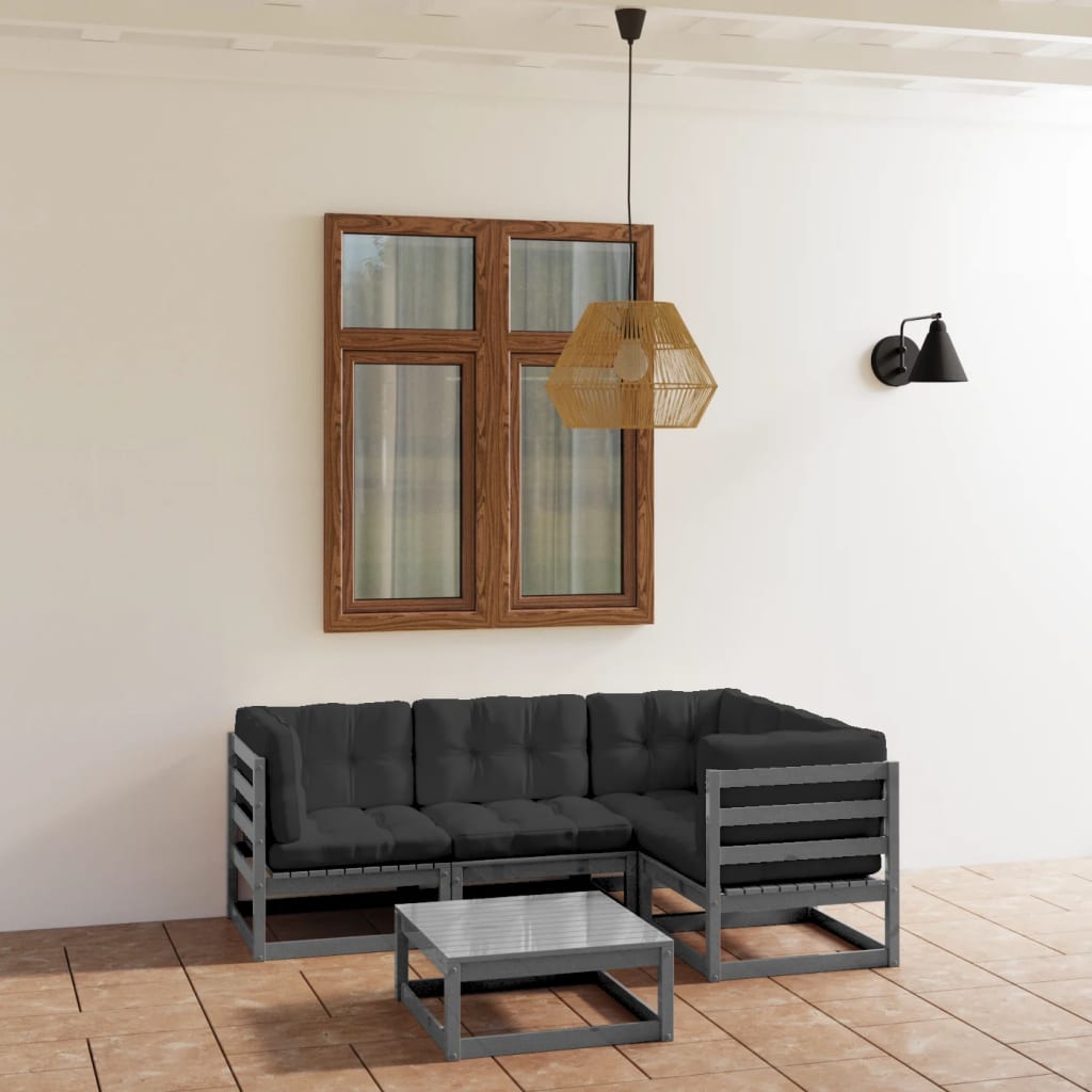 Hagesofagruppe med puter 5 deler heltre furu