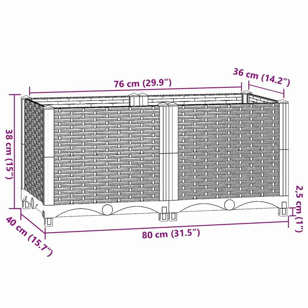 Høybed 80x40x38 cm polypropylen