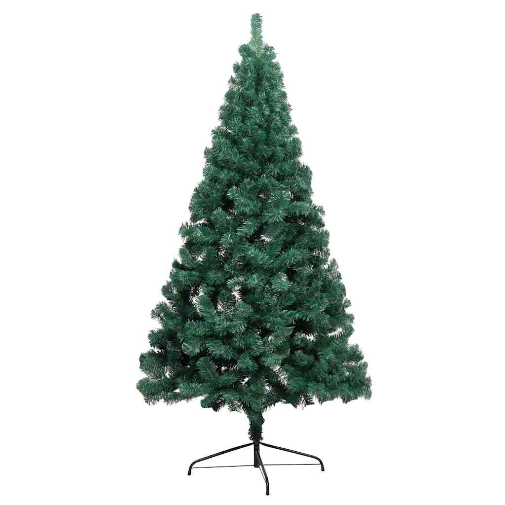 Forhåndsbelyst kunstig halvt juletre med kulesett grønn 150 cm