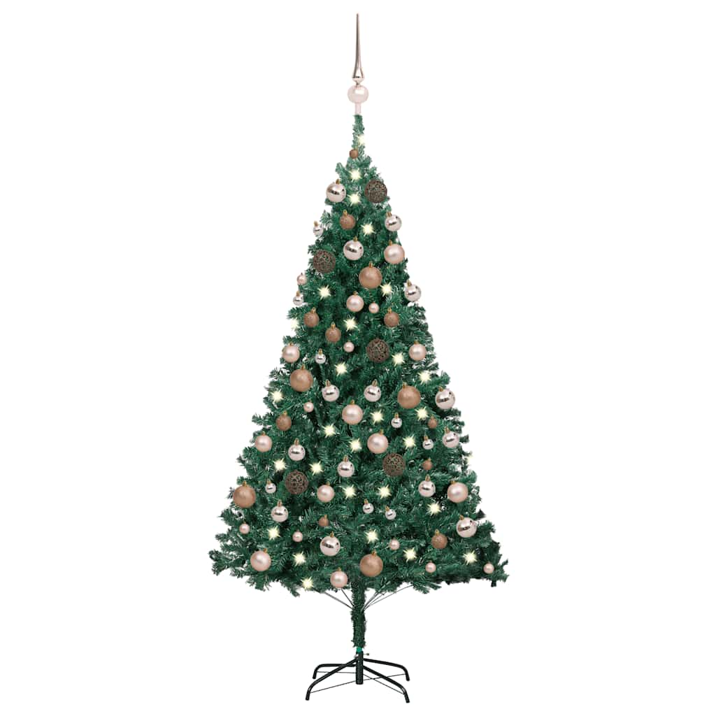 Forhåndsbelyst kunstig juletre med kulesett grønn 120 cm PVC