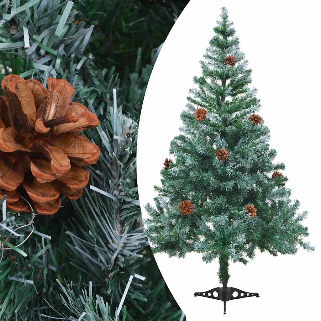 Forhåndsbelyst frostet juletre med kulesett og kongler 150 cm
