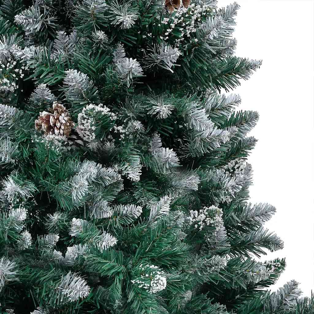 Forhåndsbelyst kunstig juletre med kulesett og kongler 180 cm