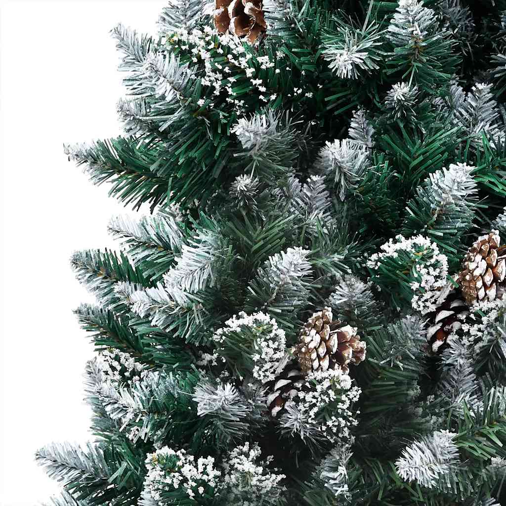 Forhåndsbelyst kunstig juletre med kulesett og kongler 210 cm