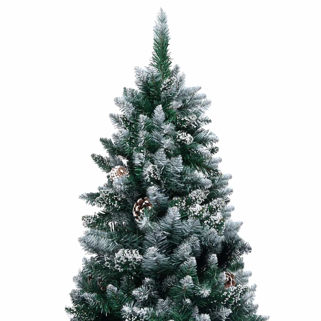 Forhåndsbelyst kunstig juletre med kulesett og kongler 240 cm