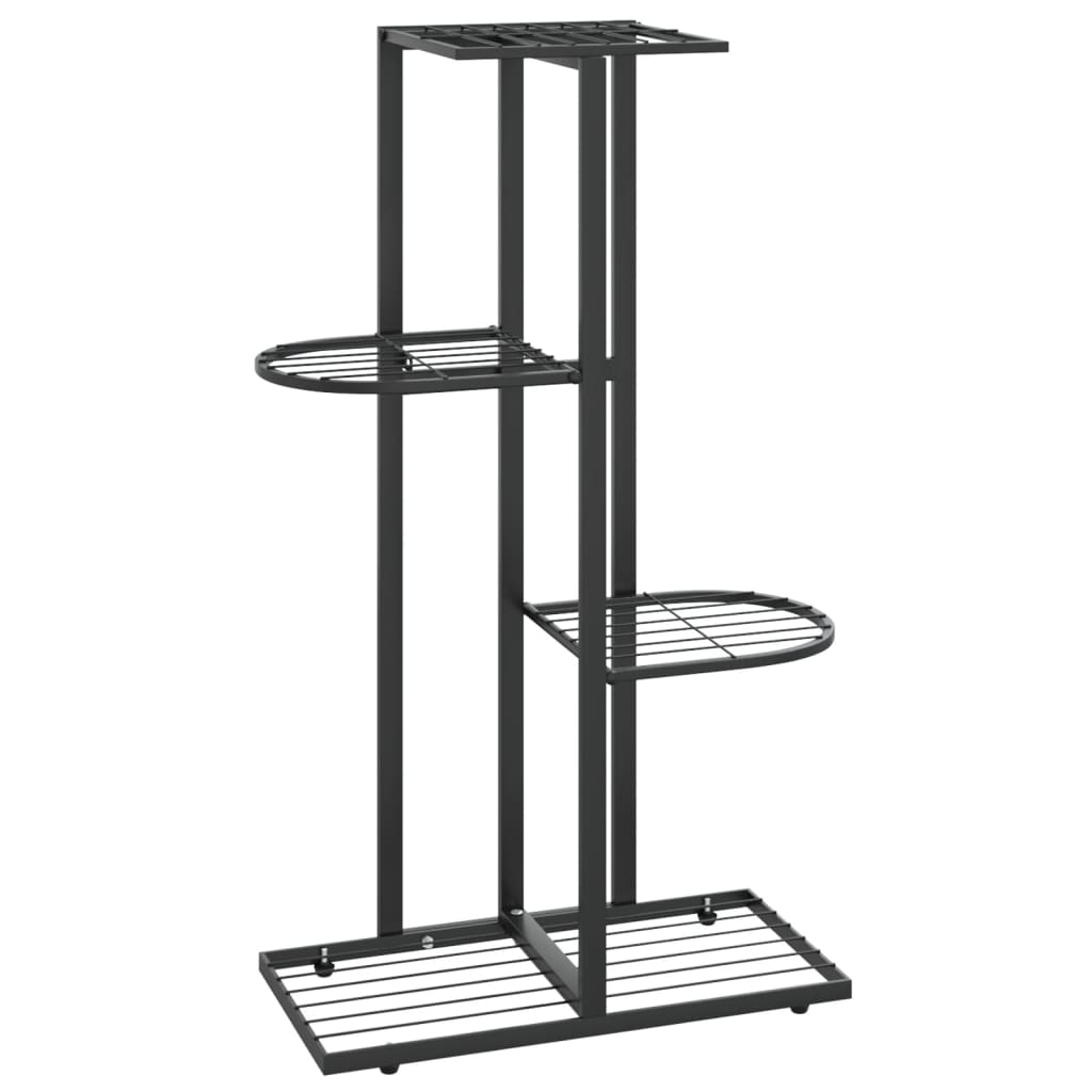 Blomsterstativ med 4 etasjer 43x22x76 cm svart metall