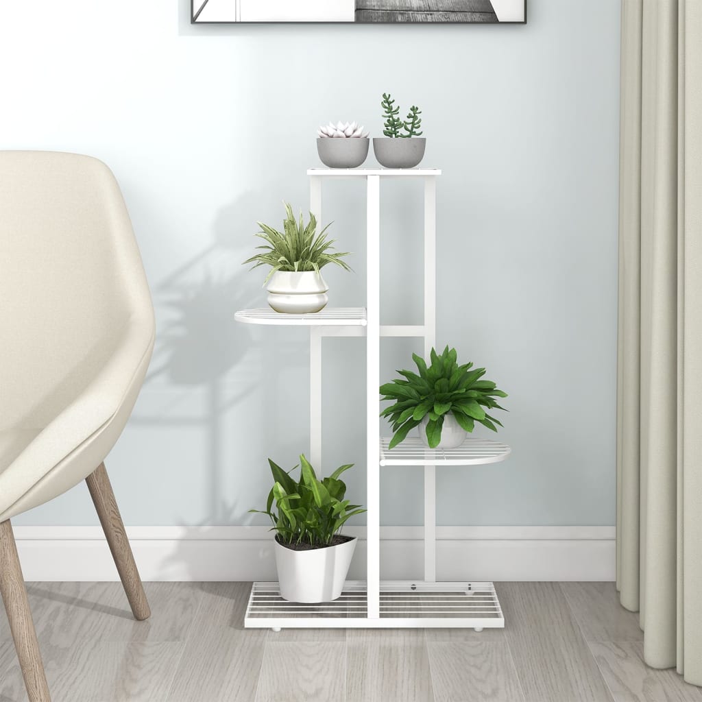 Blomsterstativ med 4 etasjer 43x22x76 cm hvit metall