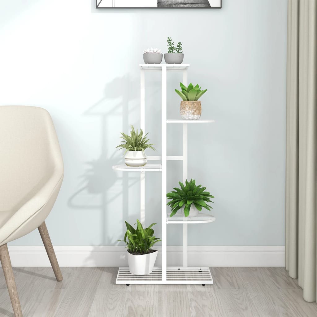 Blomsterstativ 5 etasjer 43x22x98 cm hvit metall