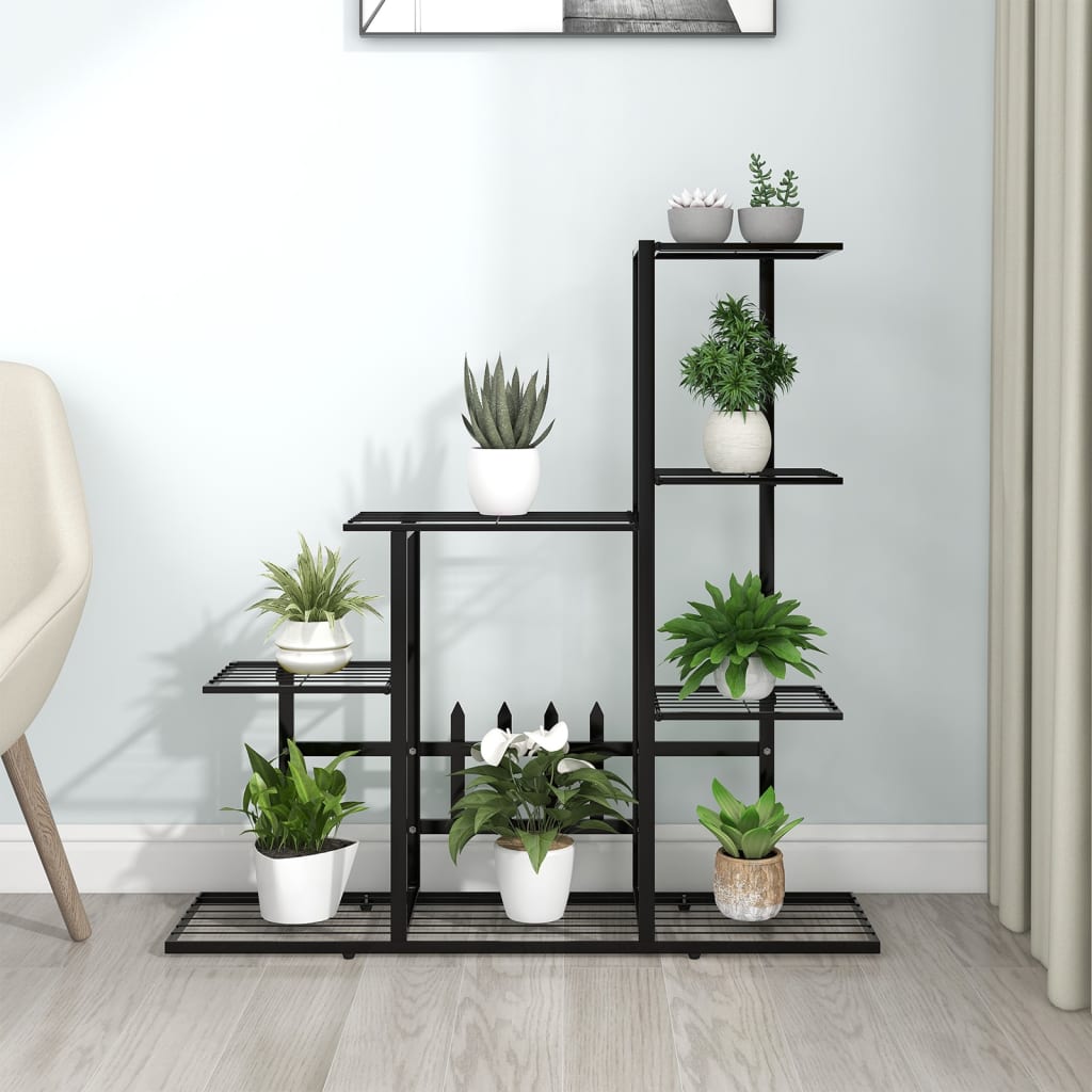 Blomsterstativ 94,5x25x88 cm svart metall