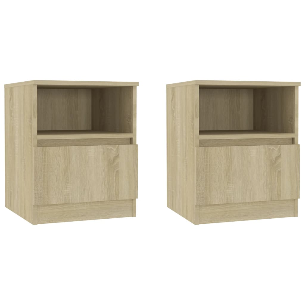 Nattbord 2 stk sonoma eik 40x40x50 cm sponplate