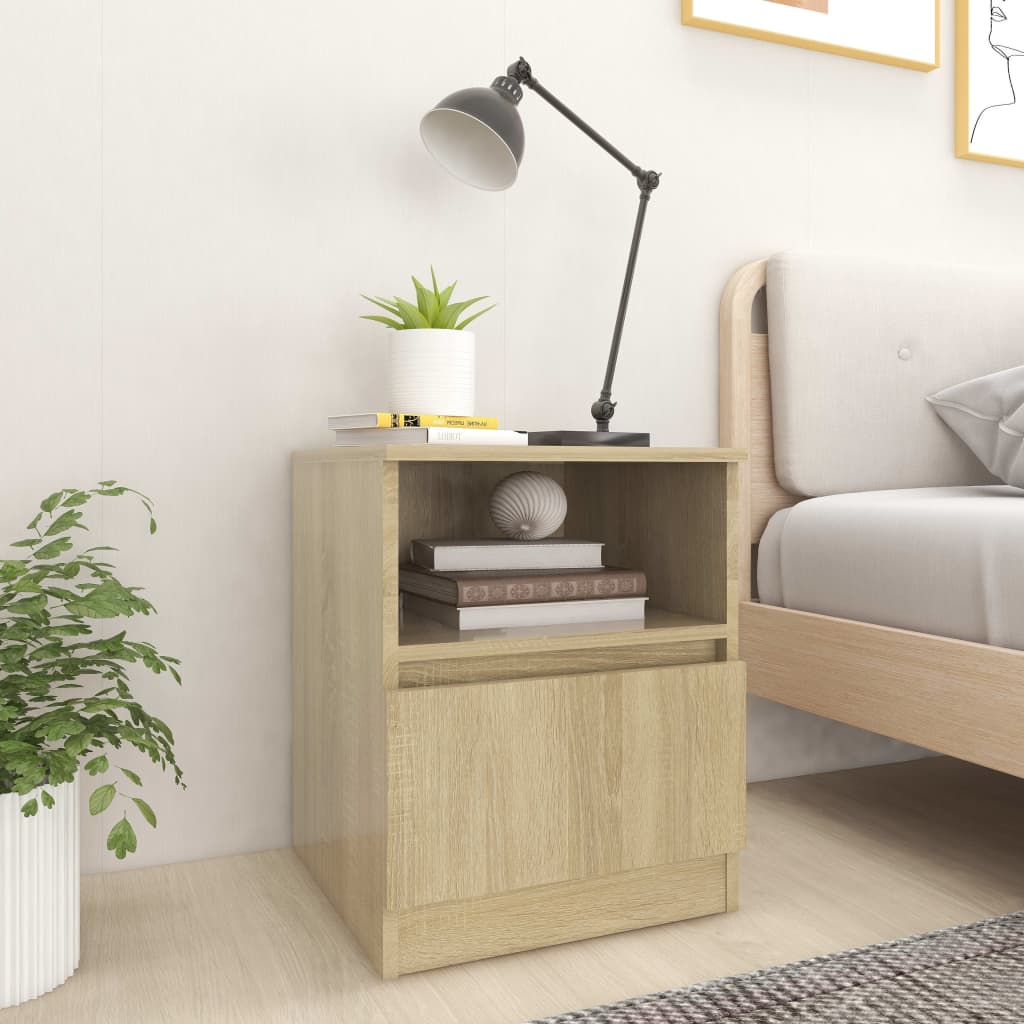 Nattbord 2 stk sonoma eik 40x40x50 cm sponplate