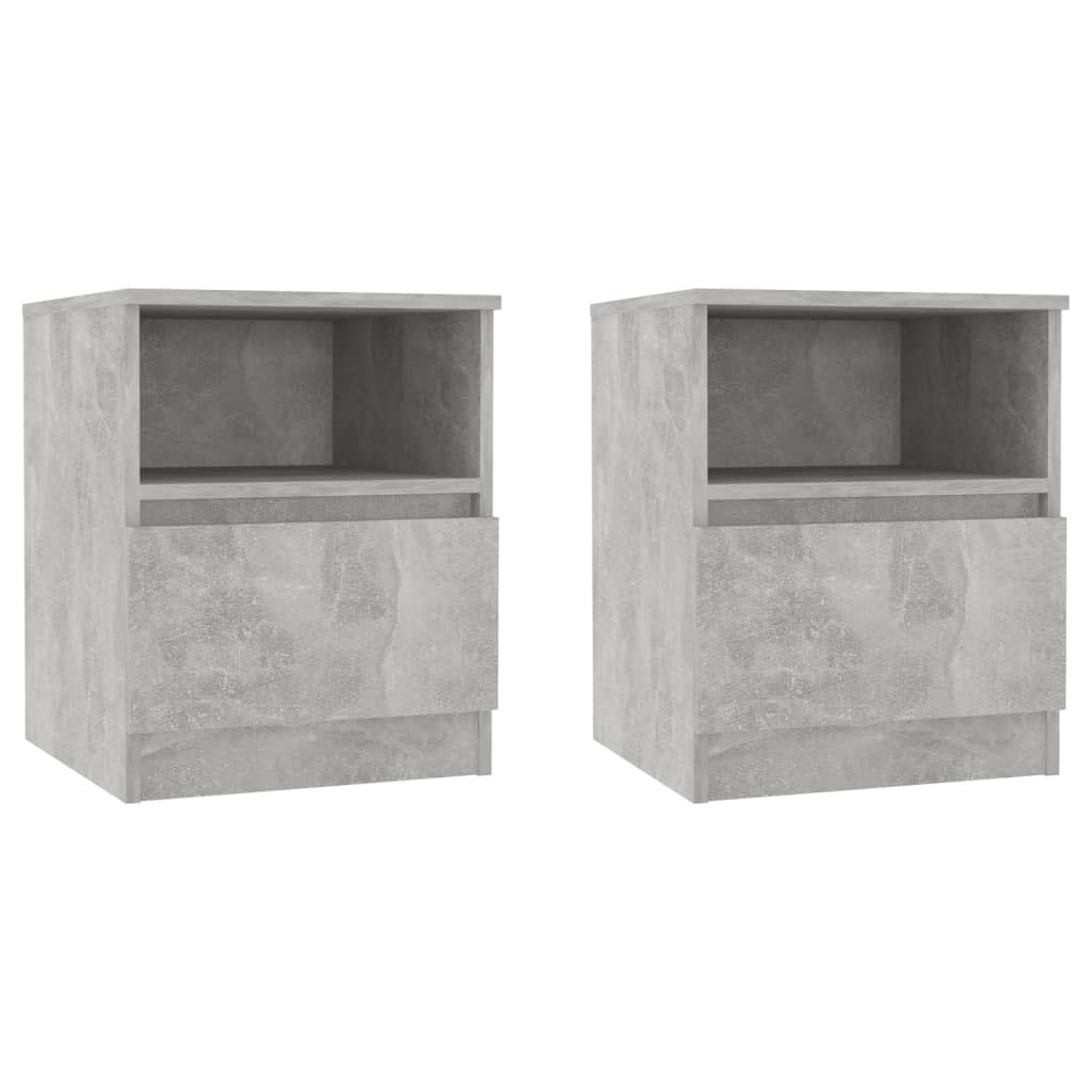 Nattbord 2 stk betonggrå 40x40x50 cm sponplate