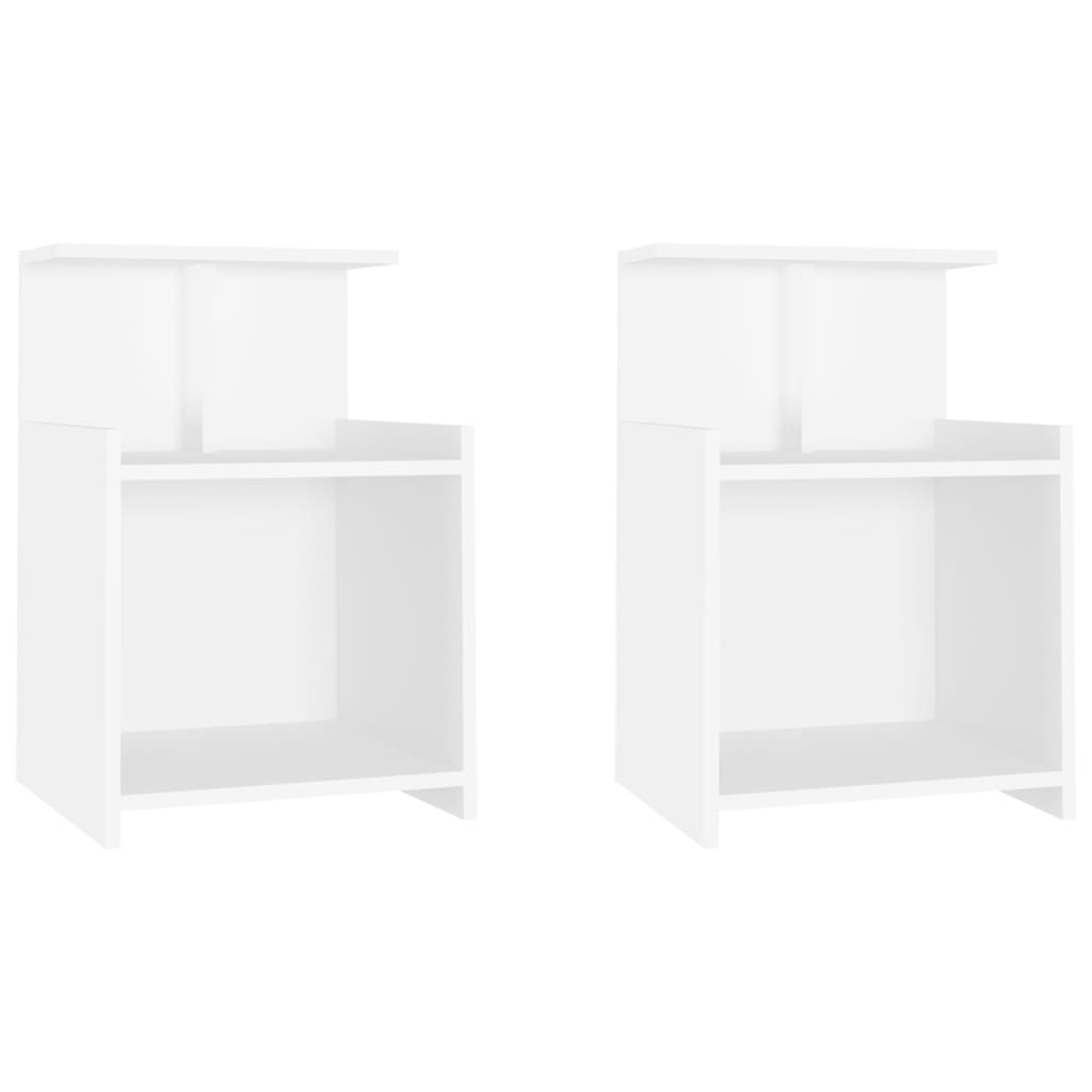 Nattbord 2 stk hvit 40x35x60 cm sponplate