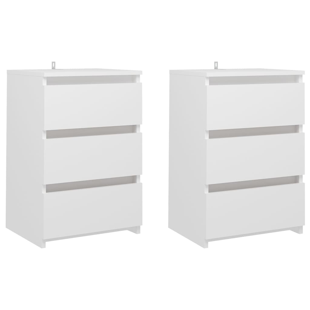 Nattbord 2 stk hvit 40x35x62,5 cm sponplate