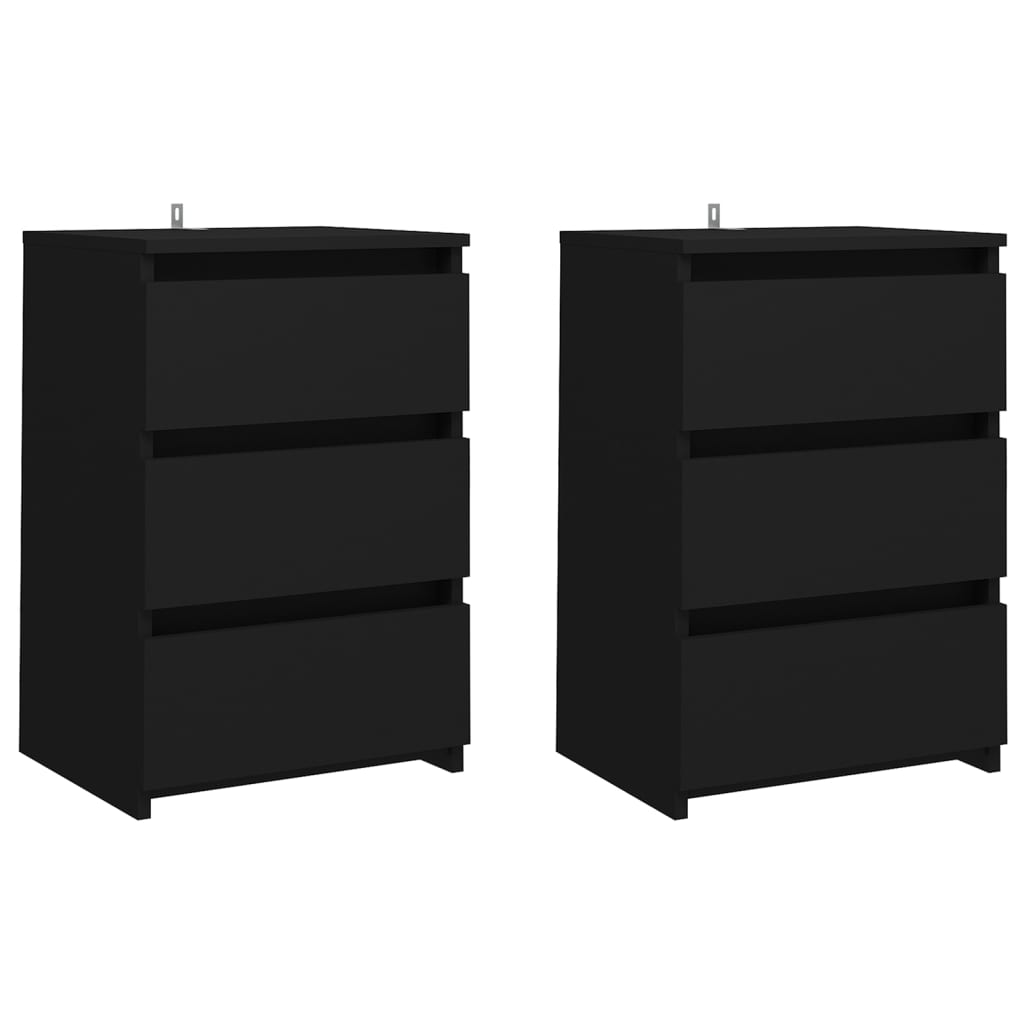 Nattbord 2 stk svart 40x35x62,5 cm sponplate