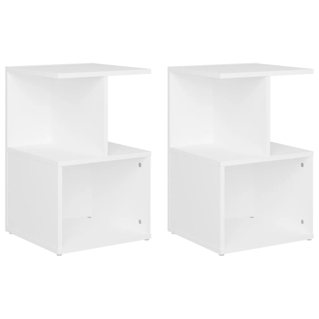 Nattbord 2 stk hvit 35x35x55 cm sponplate