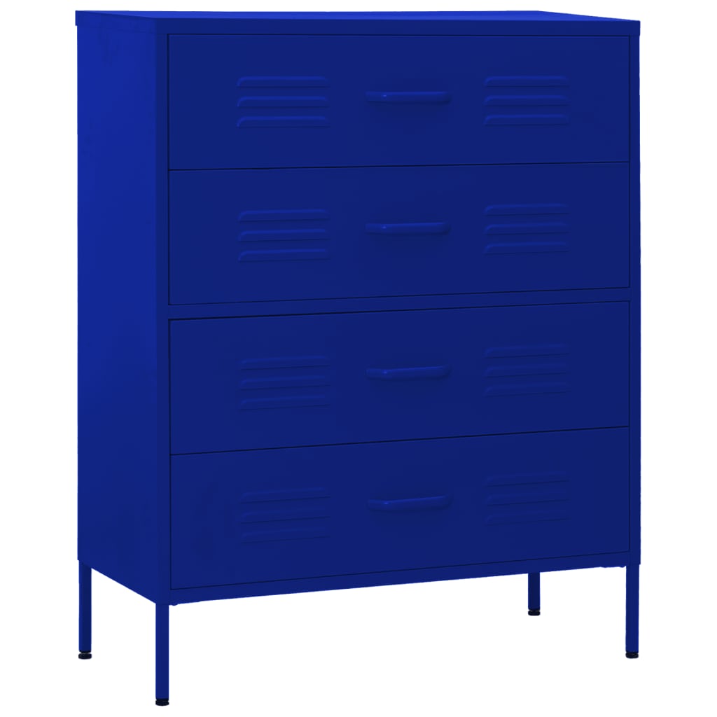 Kommode marineblå 80x35x101,5 cm stål