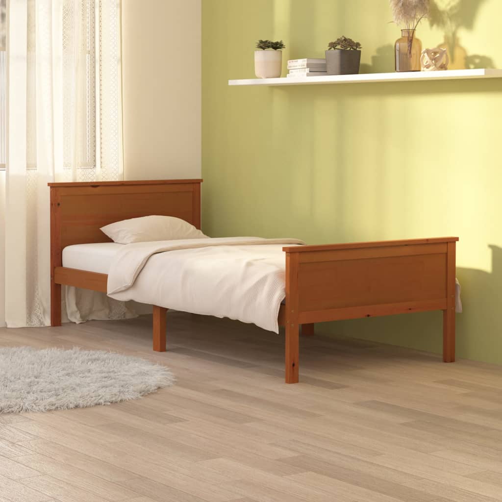 Sengeramme honningbrun heltre furu 90x200 cm