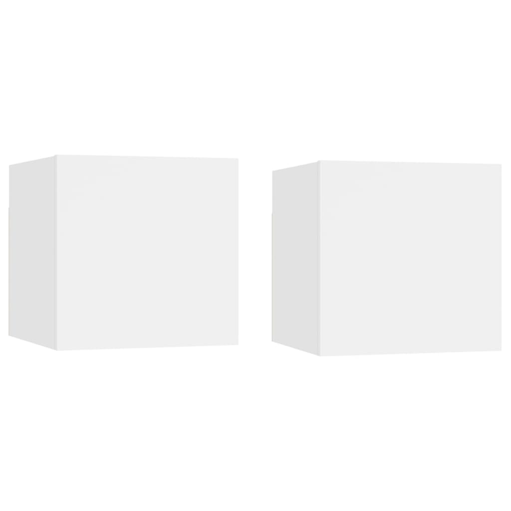Nattbord 2 stk hvit 30,5x30x30 cm sponplate