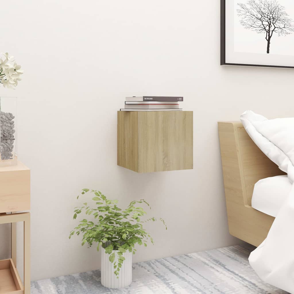 Nattbord 2 stk sonoma eik 30,5x30x30 cm sponplate