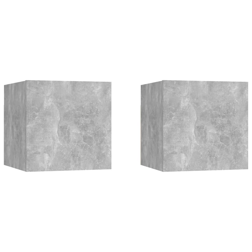 Nattbord 2 stk betonggrå 30,5x30x30 cm sponplate
