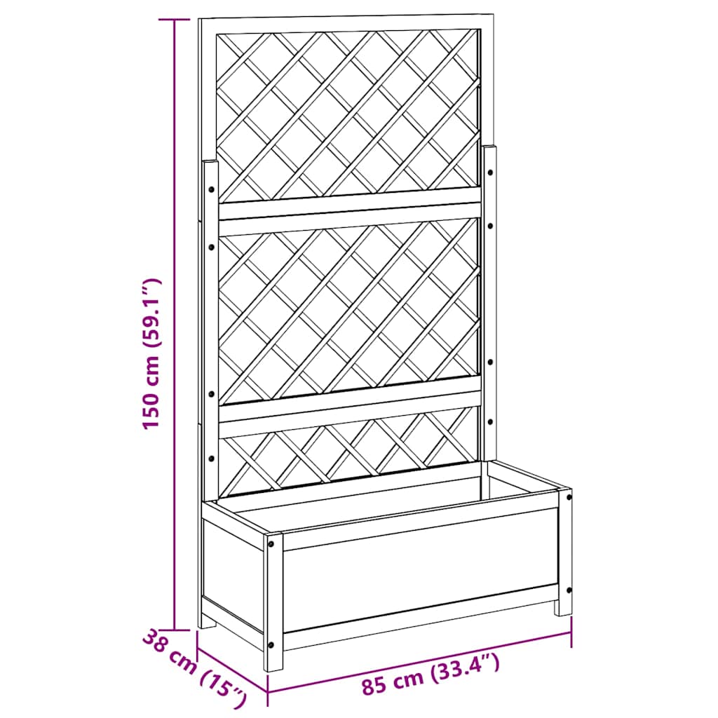 Høybed med espalier 85x38x150 cm heltre akasie
