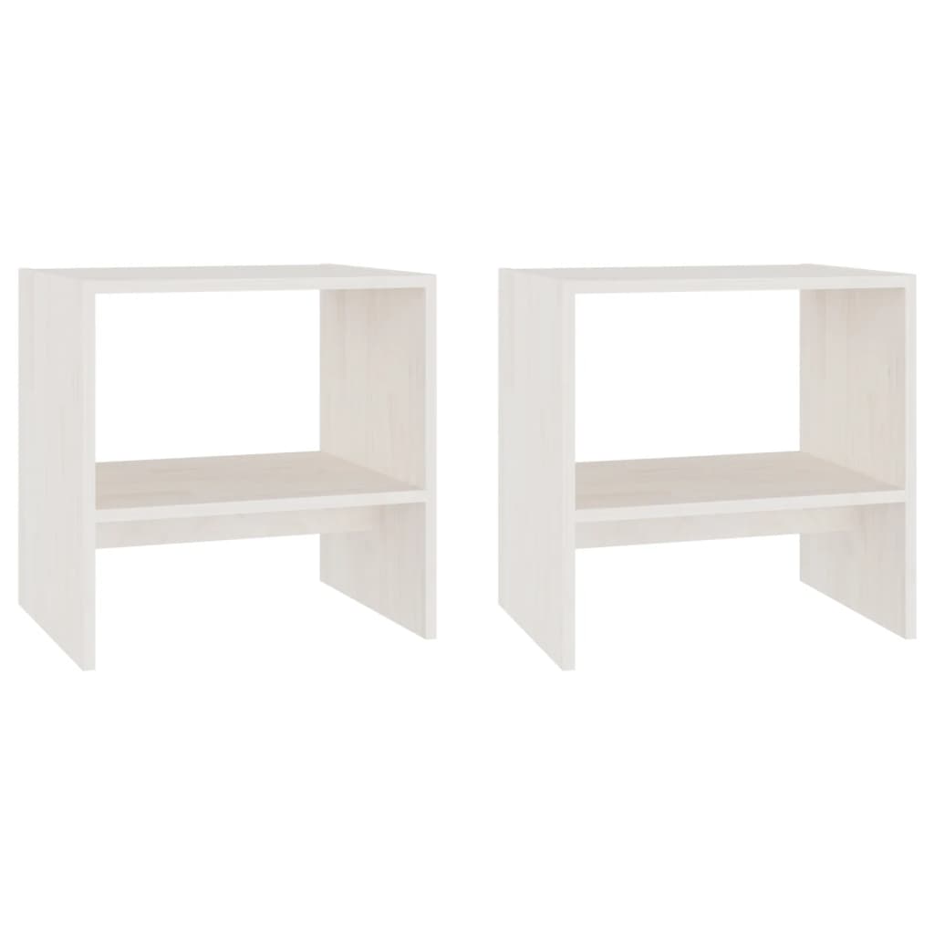 Nattbord 2 stk hvit 40x30,5x40 cm heltre furu