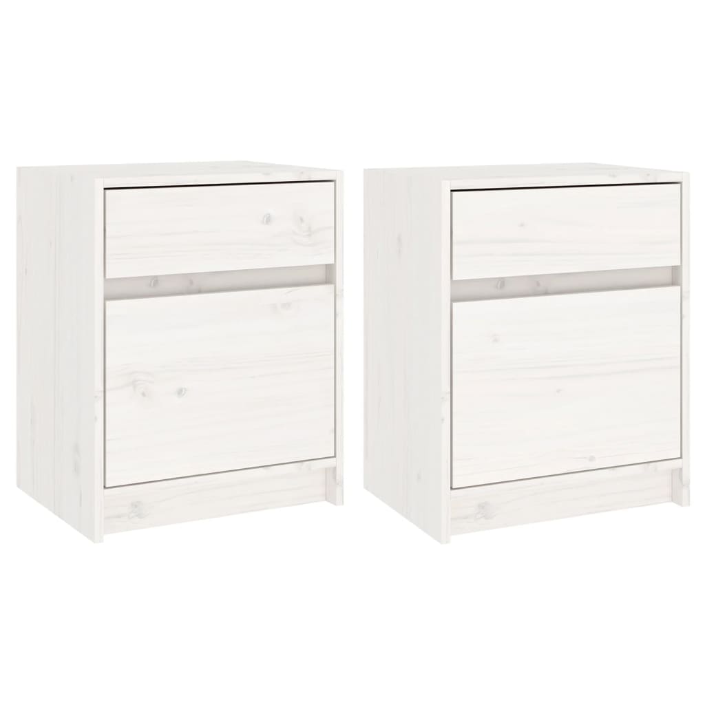 Nattbord 2 stk 40x31x50 cm heltre furu hvit