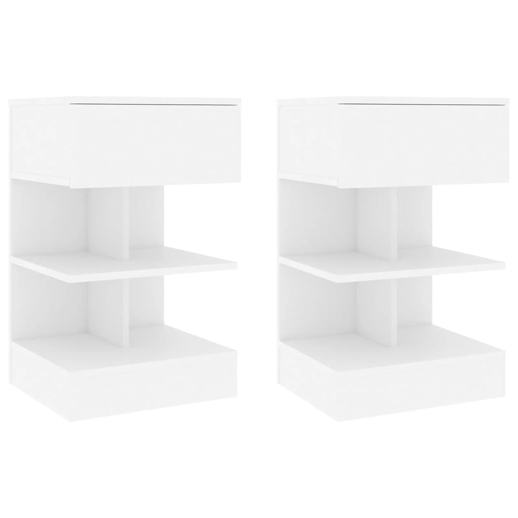 Nattbord 2 stk hvit 40x35x65 cm sponplate
