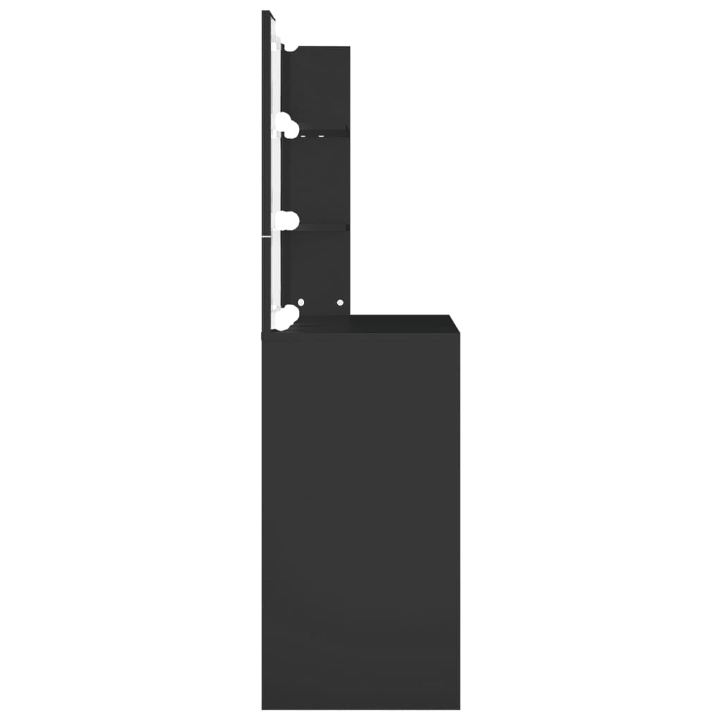 Sminkebord med LED svart 74,5x40x141 cm