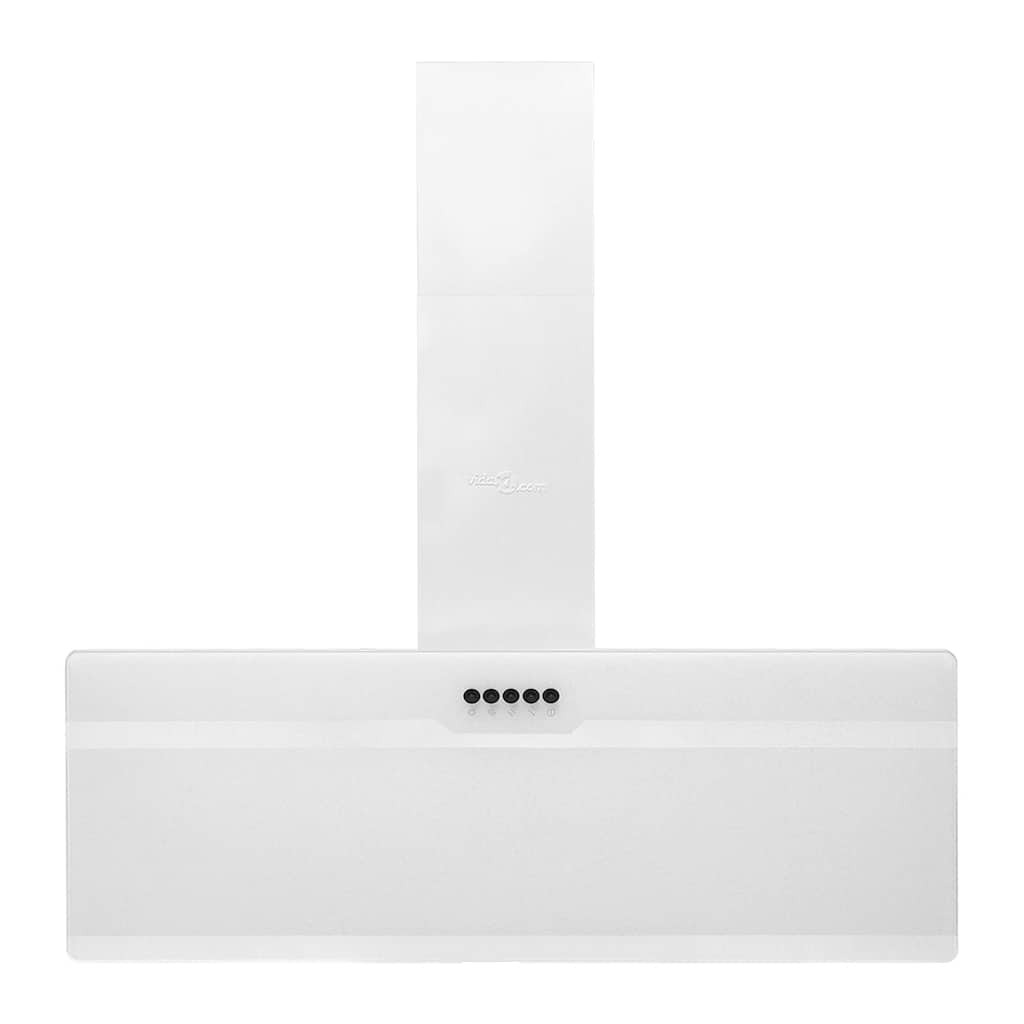 Vegghengt kjøkkenvifte 90 cm stål og herdet glass hvit