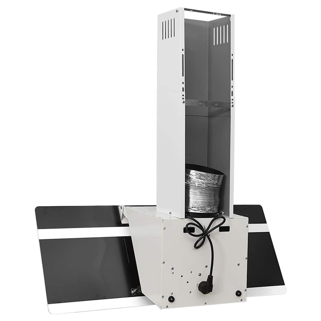 Vegghengt kjøkkenvifte 90 cm stål og herdet glass hvit