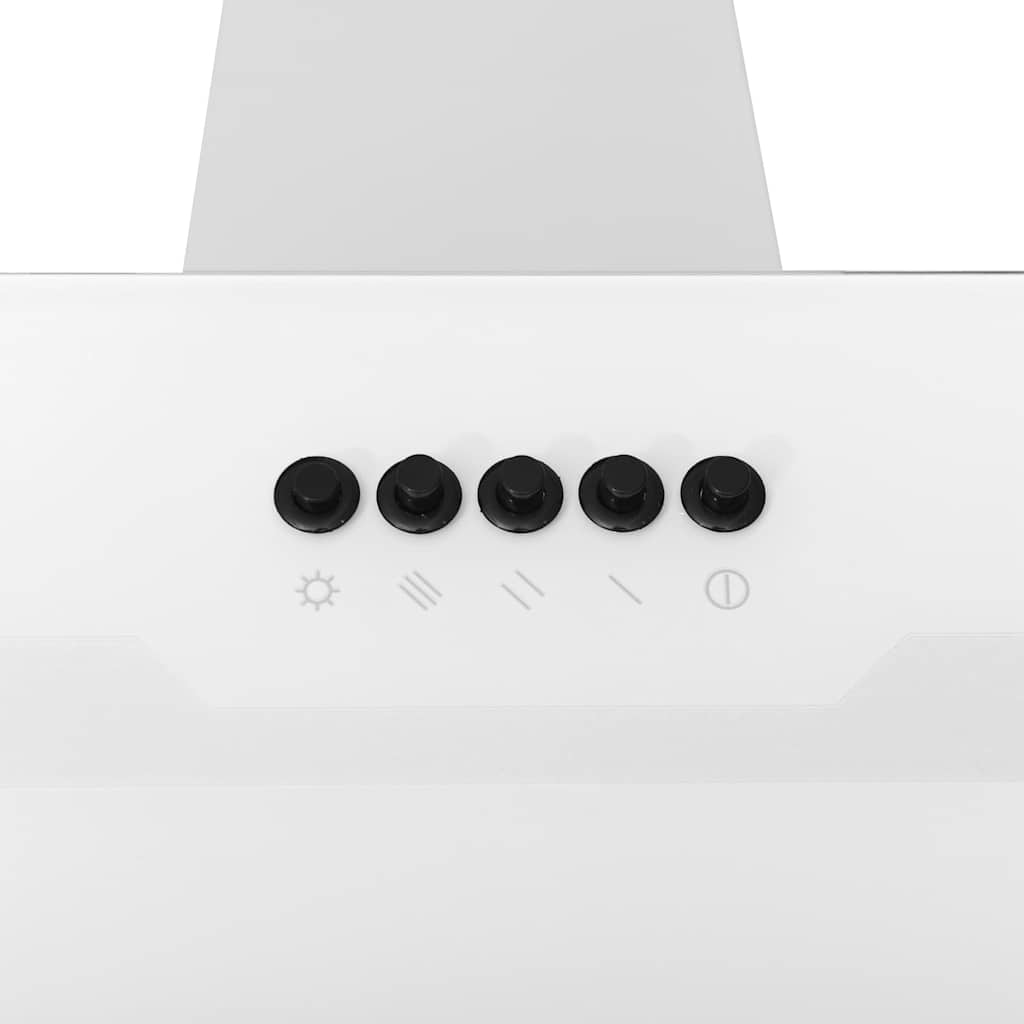 Vegghengt kjøkkenvifte 90 cm stål og herdet glass hvit