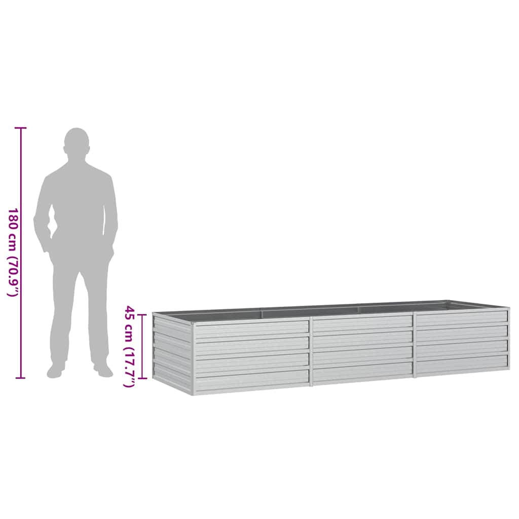 Høybed 240x80x45 cm galvanisert stål sølv